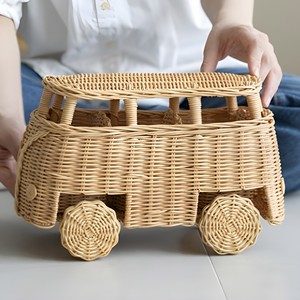 Autobús de juguete de ratán tejido a mano, mejor precio, juguetes creativos, costo más bajo, autobuses en miniatura para niños - Product Image 2