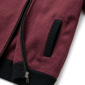 Veste d'hiver pour homme à col roulé et fermeture éclair intégrale, en polaire tricotée, tissu technique anti-plis, style décontracté professionnel, OEM - Product Image 4