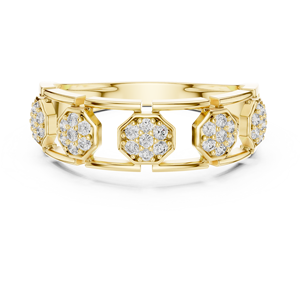 Anillo de oro blanco de 18 quilates con diamantes cultivados en laboratorio, diseño de panal, chapado en rodio, de lujo, para boda, compromiso, regalo o uso diario en la oficina. - Product Image 6