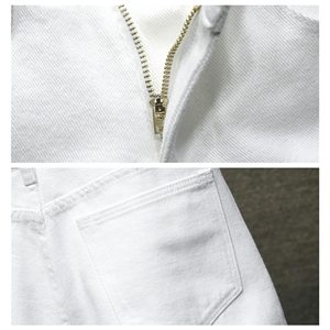 Shorts Bermuda en jean blanc déchiré pour homme, taille mi-haute, fermeture boutonnée, style décontracté, en toile de coton - Product Image 4