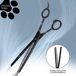 Flamia & Jabz Pet Grooming Scissors Stainless Steel Black with Paw Print Design for Dogs 8 Inch <b>Classic</b> Style Chunker black - Product Image 4