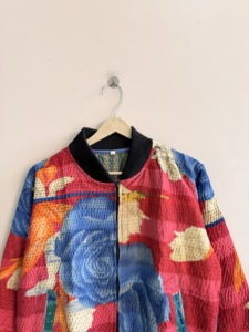 Veste bomber matelassée vintage Kantha faite à la main, style streetwear, fermeture éclair, veste d'hiver - Product Image 2