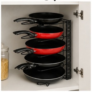 Top Quality <b>Pot</b> and Pan Organizer Rack for Kitchen Cabinet & Countertop Space-Saving Metal Cookware <b>Holder</b> for Frying Pans Lids - Product Image 2