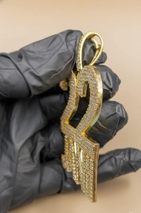 Pendentif personnalisé avec nom et logo, pendentif serti de diamants, pendentif lettre en diamant Moissanite VVS, argent 925 plaqué or, bijoux Hip Hop - Product Image 5