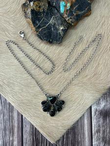 Handmade Blackjack Turquoise <b>Necklace</b> Sterling Silver Boho Southwestern <b>Statement</b> Jewelry Gift for Her - Product Image 4