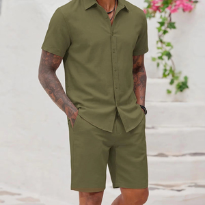 Slim Fit Half Sleeve <b>Set</b> and two pockets drawstring joggers Suit for Office Party Wear Custom Logo Design High Street Style - Product Image 4