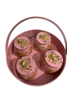 Panier de rangement en métal rose avec poignée, ensemble de 4 bocaux, motif vache mignon, pour organiser les articles divers de cuisine - Product Image 2