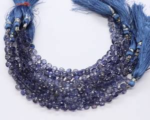 Cuentas de Iolita Natural AAA, Forma de Corazón Facetado, 4.5 a 5 mm, Hilo de 8 Pulgadas, Iolita de Alta Calidad - Product Image 2