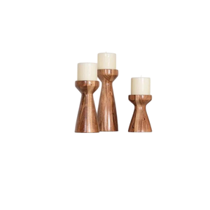 Magnifique ensemble de chandeliers en bois, forme colonne, décoration d'intérieur, design conique, fait main, noyer, chêne, marbre blanc - Product Image 2