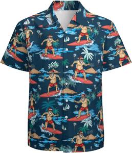 Chemise décontractée imprimée pour homme, manches courtes, style hawaïen tropical, boutonnée, motif floral coloré, idéale pour l'été et les vacances - Product Image 3