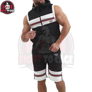 Crea tu propio conjunto de pantalones cortos y sudadera sin mangas para hombre, moderno, cómodo, de tela suave al tacto, para otoño, fitness, ligero y transpirable. - Product Image 5