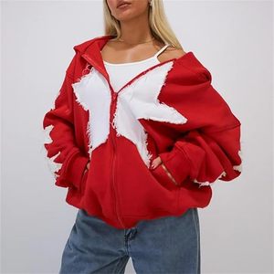 Sweatshirts à capuche zippés pour femmes, style Y2K, patchwork graphique, coupe oversize, esthétique preppy goth, qualité supérieure internationale - Product Image 2