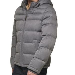 Veste matelassée imperméable de qualité supérieure avec fermeture éclair, entièrement personnalisable, chaude pour l'hiver, style urbain, délavée, pour homme, à col montant et à capuche - Product Image 2