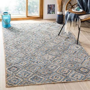 Alfombra de Yute Trenzada a Mano Estilo Costero, Patrón Geométrico, Rectangular, Tejido Plano, para Sala de Estar, Reversible, Antideslizante, Apta para Mascotas - Product Image 5
