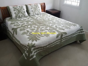 100% Natural <b>Handmade</b> Cotton Material Hawaiian <b>Quilt</b> Set In Light And Shaggy Color With Multipattern Work For Home Bedding Decor - Product Image 4