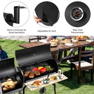Grill a Carbone Kamado da Esterno Nero con Altezza Regolabile Automatica per Barbecue, Pizza e Alimenti Affumicati, Affumicatore per Giardini e Bar - Product Image 6