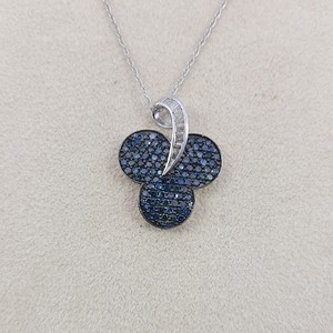 Collar con Colgante de Diamante Natural Blanco Azul de 0.92 Cttw para Mujer, Plata de Ley 925 con Baño de Rodio, Cadena de 18 Pulgadas, Corte Brillante - Product Image 4