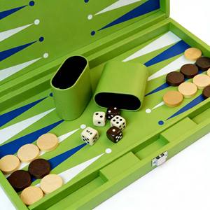 Jeu de backgammon en cuir PU de haute qualité, personnalisé, professionnel, de luxe, fait main, couleur verte, pour jouer - Product Image 6