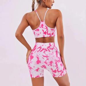 Ensemble de yoga sans couture personnalisé pour femmes, soutien-gorge de sport et short de gym taille haute, tenue de sport 2 pièces pour l'entraînement et le fitness pour femmes - Product Image 5