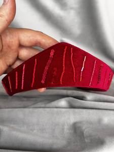 Diadema de tela con bordado de cuentas de luna, de terciopelo granate, accesorio de moda para el cabello para mujer, para fiestas y bodas, en tendencia - Product Image 6