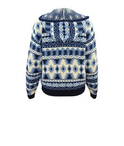เสื้อสเวตเตอร์มีฮู้ดสีน้ำเงินลายแฟร์ไอส์ ถักแบบพูลโอเวอร์ แขนยาว ตกแต่งแบบแพทช์เวิร์ค เสื้อกันหนาวสำหรับฤดูหนาว - Product Image 2