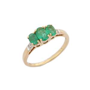 14K Yellow Gold <b>Emerald</b> Statement <b>Ring</b> for <b>Men</b> with Natural Stone - Product Image 2