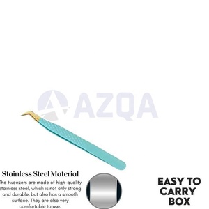 Pinzas de Acero Inoxidable para Extensión de Pestañas con Punta de Fibra, Color Turquesa Dorado, Herramienta Profesional para Aplicación de Pestañas - Product Image 3