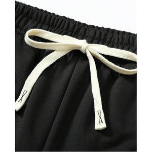 <b>Men's</b> Black Cotton Sweatpants Drawstring Elastic Waist Loose Straight Leg Breathable Casual <b>Pants</b> - Product Image 3