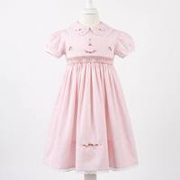 Robe brodée smockée sur mesure Jiefute en gros, robe blanche smockée à la main pour filles, robe de portrait pour mariage, robe de demoiselle d'honneur