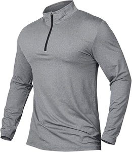 Chemises de sport à manches longues pour hommes, sweat-shirt à demi-zip, hauts de fitness pour le jogging, respirants, compressifs, pour la course à pied - Product Image 1