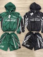 Conjunto Deportivo de Camuflaje Rojo y Blanco, Sudadera con Capucha y Cremallera, Pantalones con Cordón, Transpirable, Poliéster, Unisex, Adulto, Todas las Temporadas