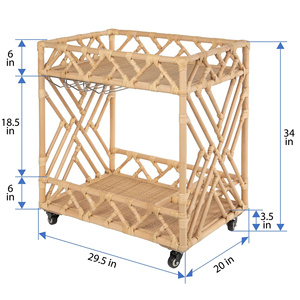 Carrito de Servicio de Bar de 2 Niveles de Ratán con Diseño Moderno, Construcción Ecológica y Duradera, 4 Ruedas Giratorias - Product Image 5
