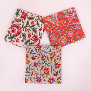 Craftjaipur Handmade Block Printed Cotton Floral 53x53cm Bandana Set Multifunctional Outdoor Accessory Boho <b>Head</b> <b>Wrap</b> For Unisex - Product Image 1