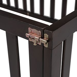 Letto a pavimento in legno di noce per bambini, misura Twin, con recinzione e porta (Vecchio SKU WF289661AAL) - Product Image 5