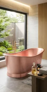 อ่างอาบน้ำทองแดงแบบลอยตัว ดีไซน์ทันสมัย พร้อมฟังก์ชั่นอ่างน้ำวน ผิวสัมผัสสีขาวเรียบหรู สำหรับใช้ในโรงแรม - ซื้อจากผู้ผลิตโดยตรง - Product Image 2