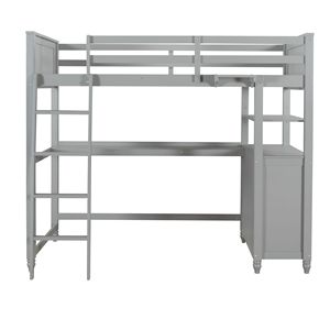 Letto a soppalco in legno per bambini, singolo, con cassetti, scrivania e mensole, colore grigio (Vecchio SKU LT001530AAE) - Product Image 6