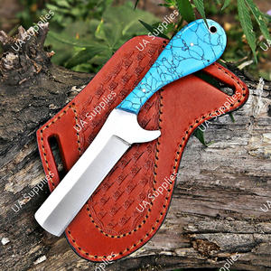 Cuchillo de acero inoxidable OEM al por mayor, tipo Bull Cutter, para vaqueros y ranchos, con hoja fija, mango de madera, funda de cuero personalizada, herramienta para camping al aire libre - Product Image 3