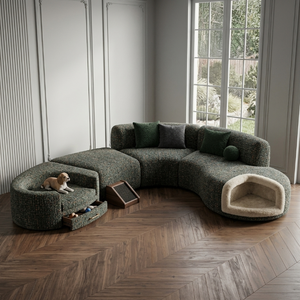 Sofá Seccional Modular Curvo Personalizado con Caja de Almacenamiento para Mascotas, Rampa para <span class=keywords><strong>Perros</strong></span>, Muebles Modernos para Sala de Estar, OEM - Product Image 2