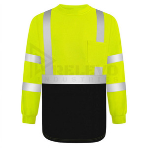 Custom High Visibility <b>Long</b> <b>Sleeve</b> Safety <b>T</b>-<b>Shirt</b> Breathable Reflective Stripes <b>Shirts</b> - Product Image 6