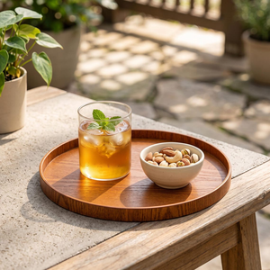Bandeja de Desayuno de Madera con Borde Elevado, Acabado con Vetas de Madera Natural, Bandeja para Servir Café, Té y Comida para el Hogar, Hotel o Restaurante - Product Image 5