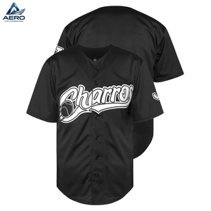 Jersey Deportivo de Béisbol con Bordado de Letras y Estampado por Sublimación en Color Negro, Diseño Clásico, Transpirable, de Manga Corta - Product Image 1