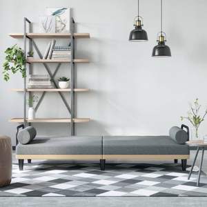 Canapé-lit grand format en polyester gris clair fabriqué avec du contreplaqué - Product Image 3