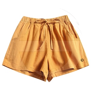 Summer Regular Short Women's Drawstring <b>Elastic</b> <b>Waist</b> Breathable Cotton Casual Pocket Custom Logo <b>Skirt</b> - Product Image 1