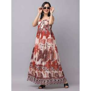 Womens Floral Print Eco-Friendly Natural Waist Maxi Dress Sleeveless <b>Spaghetti</b> Strap a Line Summer Casual <b>Long</b> - Product Image 1