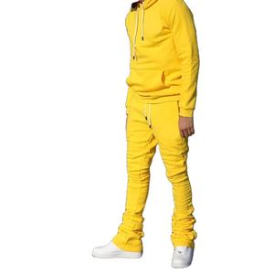 Venta al por mayor sudor Jogger trajes sudaderas con capucha 100% algodón Slim Fit invierno hombres Streetwear chándal apilados chándales 2026 - Product Image 2