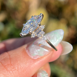 Women's Marquise Diamond Engagement <b>Ring</b> Prong Setting 3.45Carat Lab-Grown Wedding 14k Eternity Vermeil Party Anniversary Gift - Product Image 3