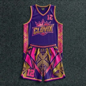 High Quality Customizable Clovix Sports Breathable <b>Polyester</b> Basketball Training Uniform Solid Pattern Sublimated Jersey Set - Product Image 4