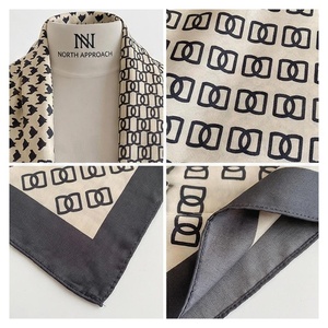 NORTH APPROACH Women's Square Silk Scarf Geometric Print Elegant Multi-Functional Fashion Accessory All Seasons - Product Image 4