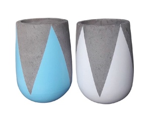 Vase en céramique bleue, fait main, finition mate, pot à fleurs décoratif, plante de table pour la maison, le bureau, cadeau - Product Image 3