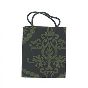 Handmade Recycled Cotton Art Paper Bag Flock Print Floral Design Beautiful Fashionable Candle Craft Use Matching Cord Handle - Product Image 1